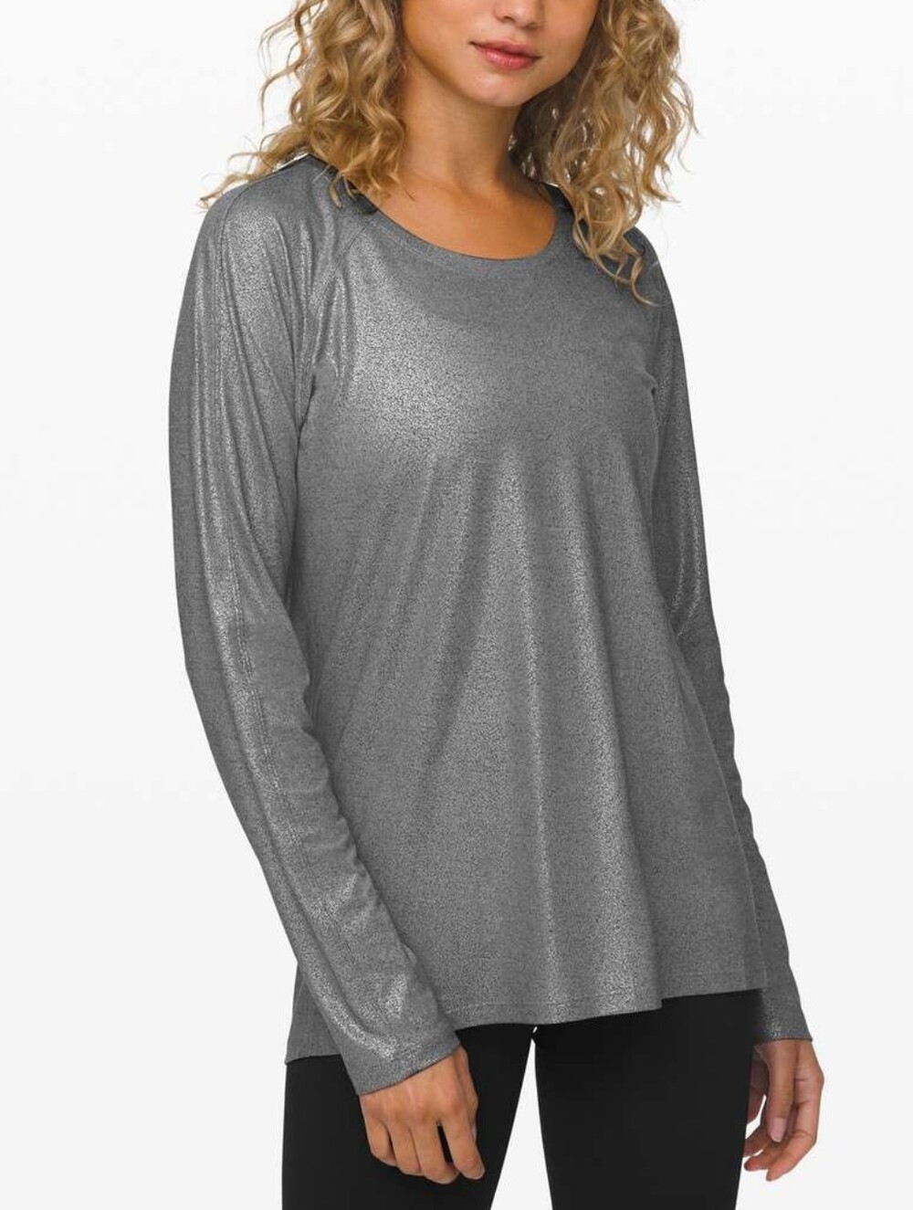 Lululemon Size 10 Emerald Long Sleeve Grey Silver Foil Special Edition